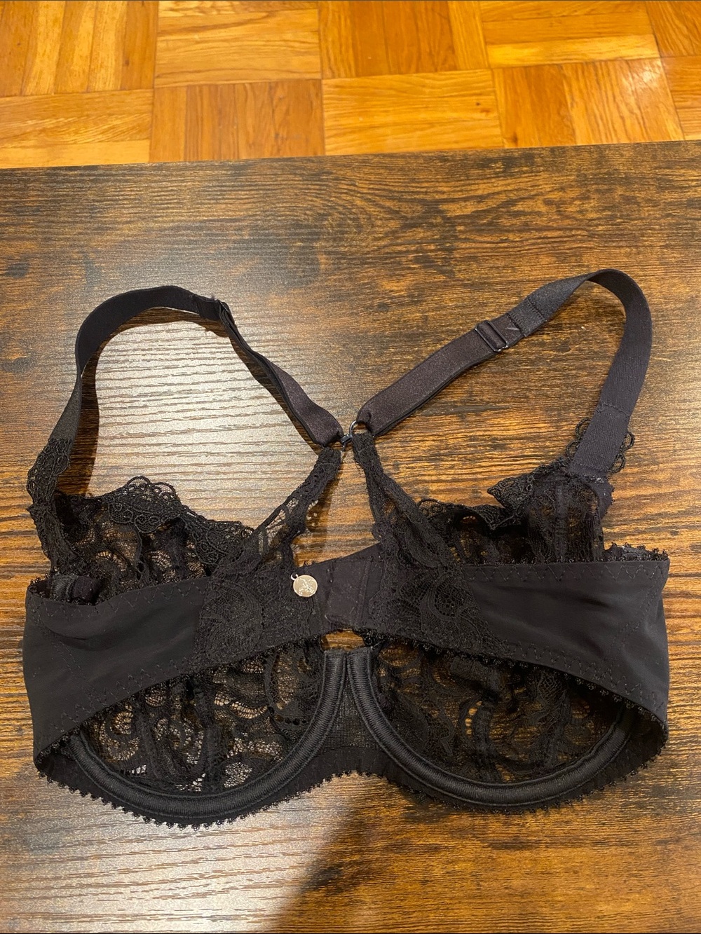 Maison Lejaby Sheer Black Lace Underwire Bra with Adjustable Straps - Picture 9 of 13